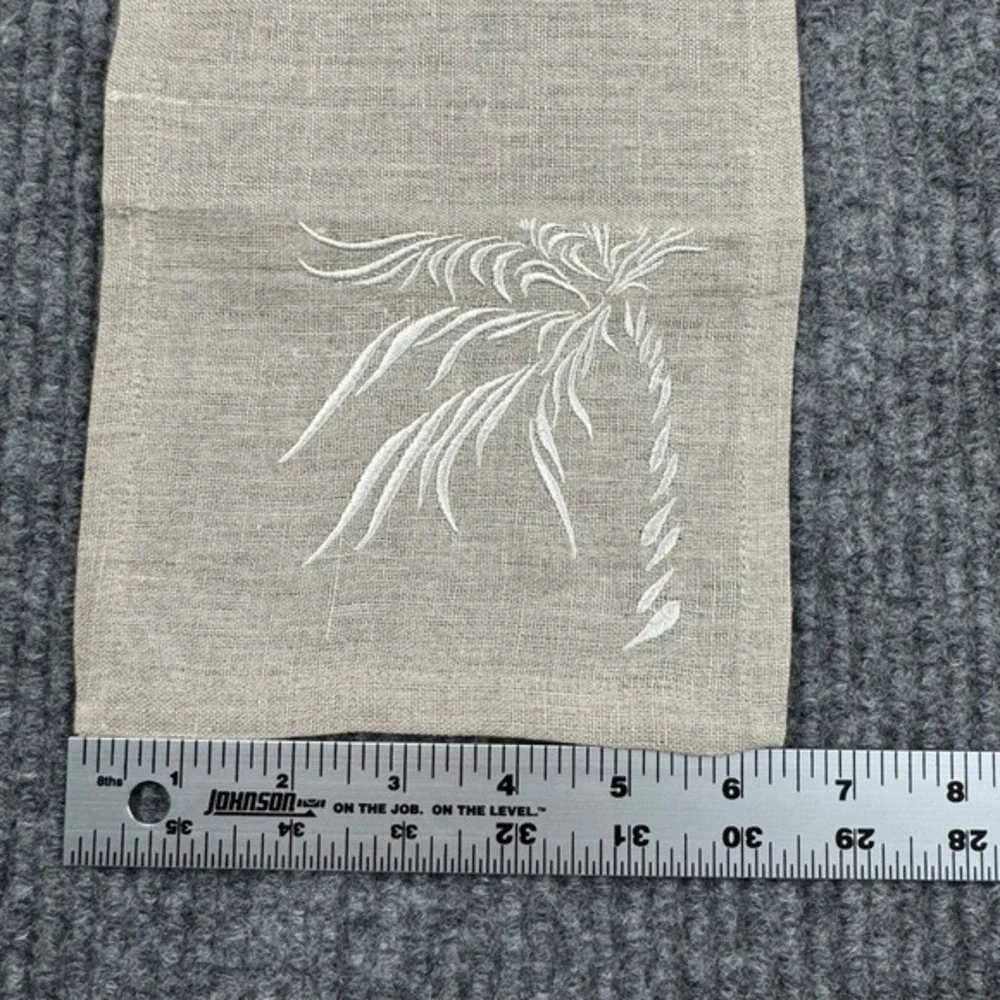 Viabrava 100% Linen Embroidered Placemats Napkins 16 Pieces Abstract Tropical